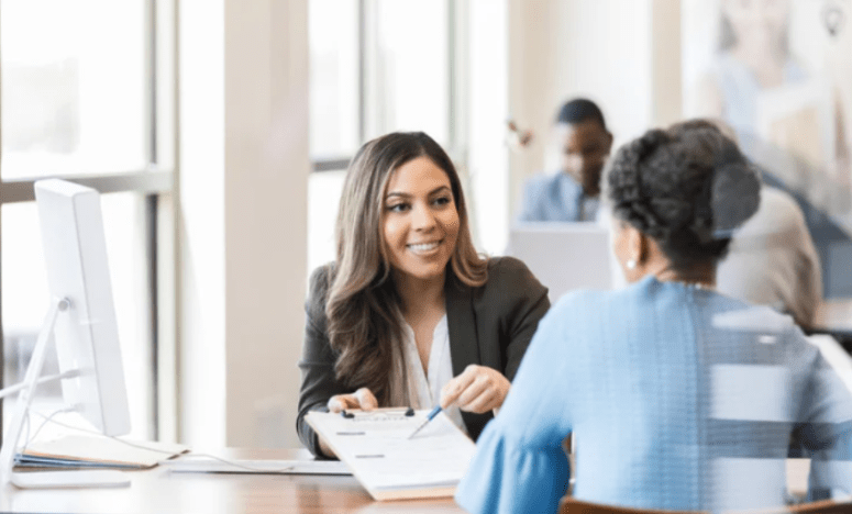 finance advisor with a client